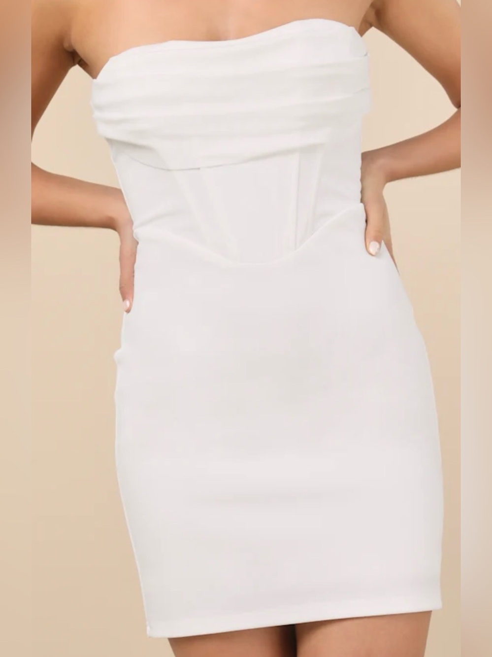 Lulu's White Strapless Corset Bodycon Dress NWT